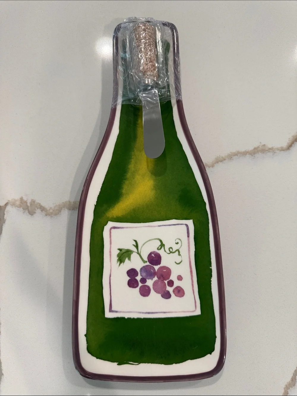 Hallmark Winebottle Shape Servering Plater with Spreader NWOT